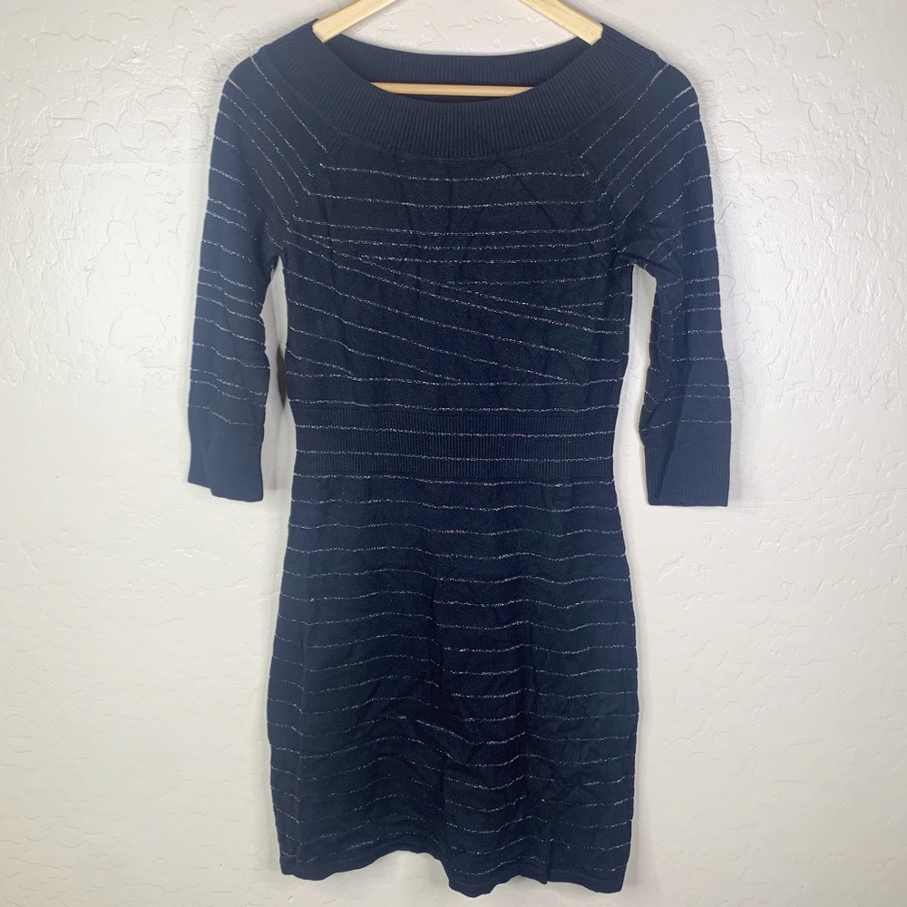 White House Black Market Metallic Stripe Sweater Dress